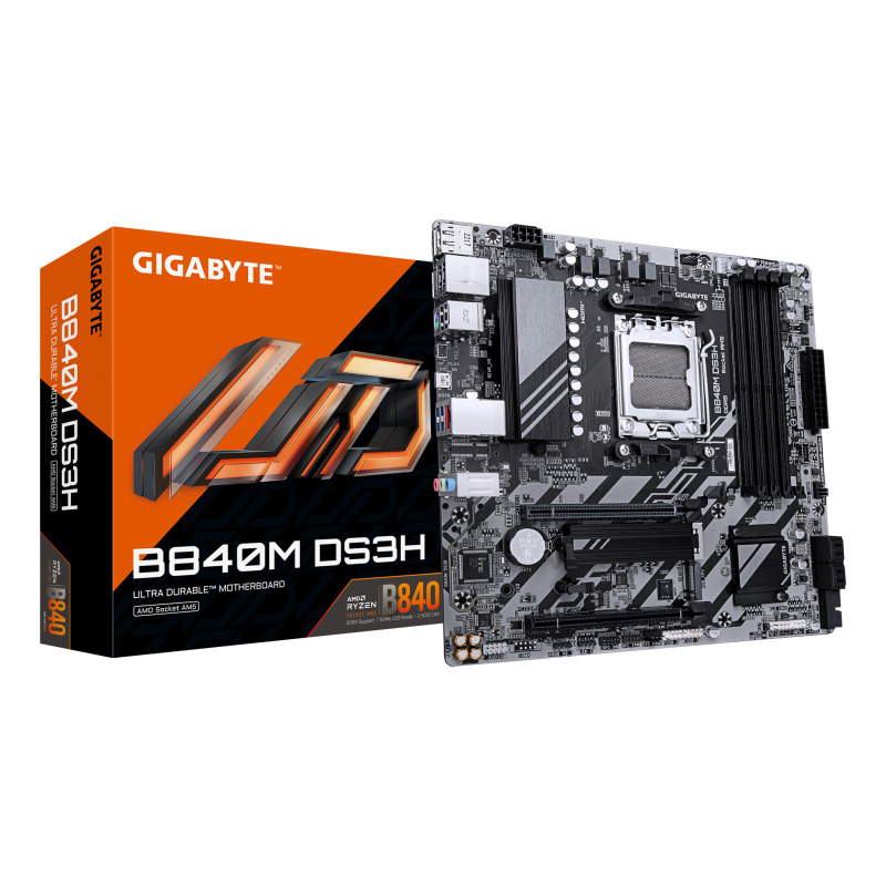 MOTHERBOARD GIGABYTE (B840M DS3H) SOCKET AM5,4*DDR5 5200MHZ,HDMI,2*DP,MICRO ATX